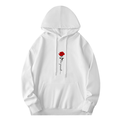 Elegant Red Rose Love Yourself Art Print Hoodie
