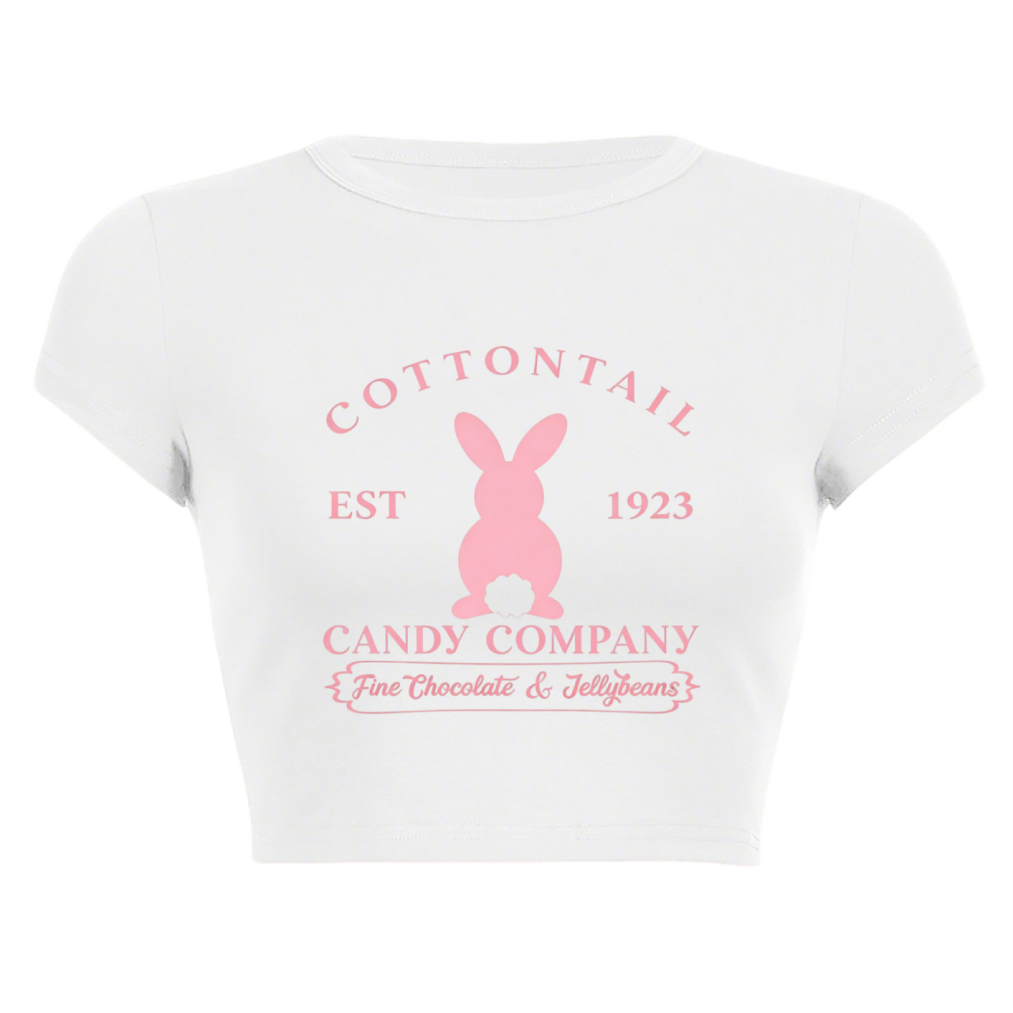 Cottontail Bunny 1923 Candy Co Vintage White Crop Tee ¨C Easter Coquette Top
