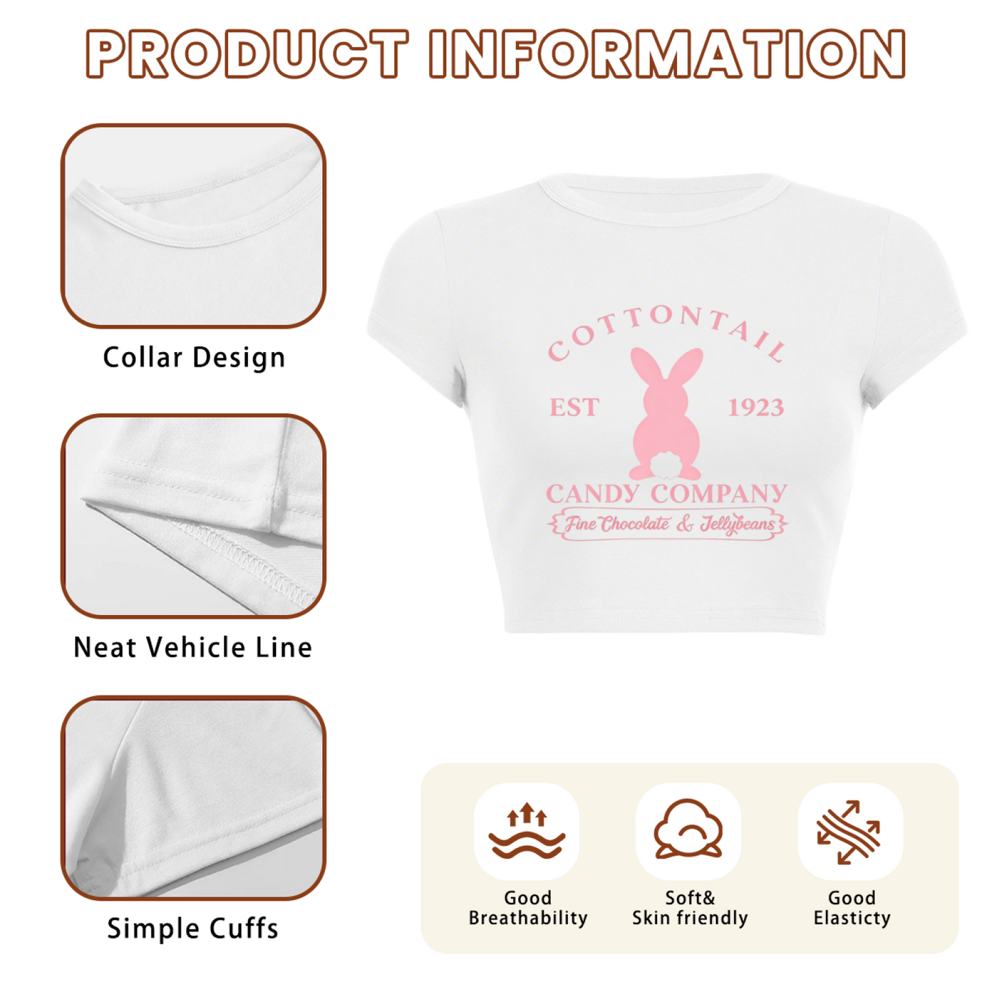 Cottontail Bunny 1923 Candy Co Vintage White Crop Tee ¨C Easter Coquette Top