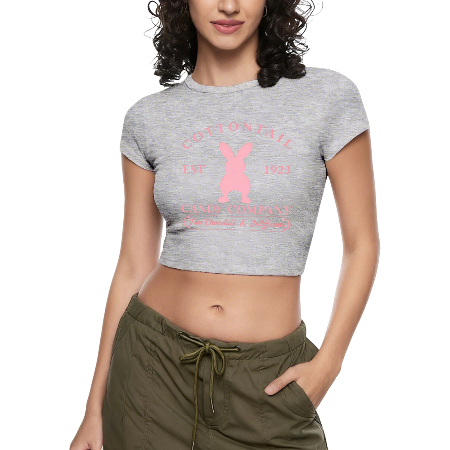 Cottontail Bunny 1923 Candy Co Vintage White Crop Tee ¨C Easter Coquette Top