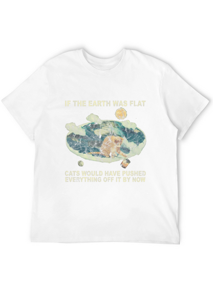 Flat Earth Cat Humor Graphic Tee