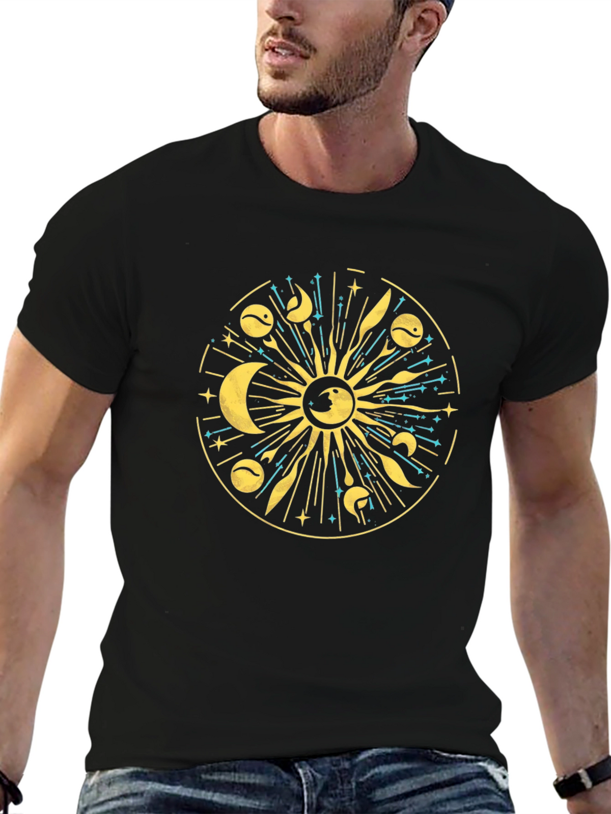 Celestial Sun & Moon Graphic T-Shirt