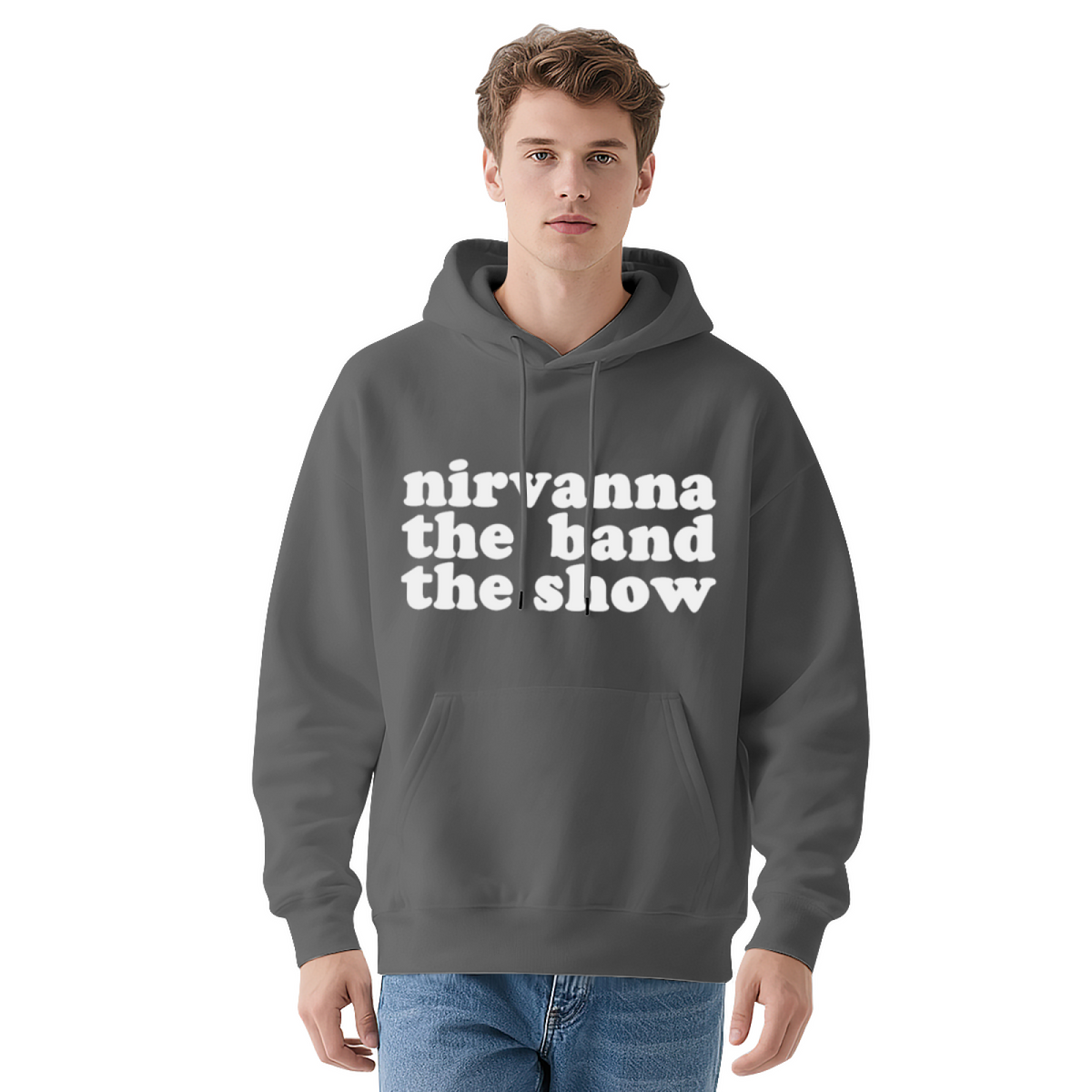 Nirvanna The Band The Show Retro Text Hoodie, Soft Unisex Casual Top