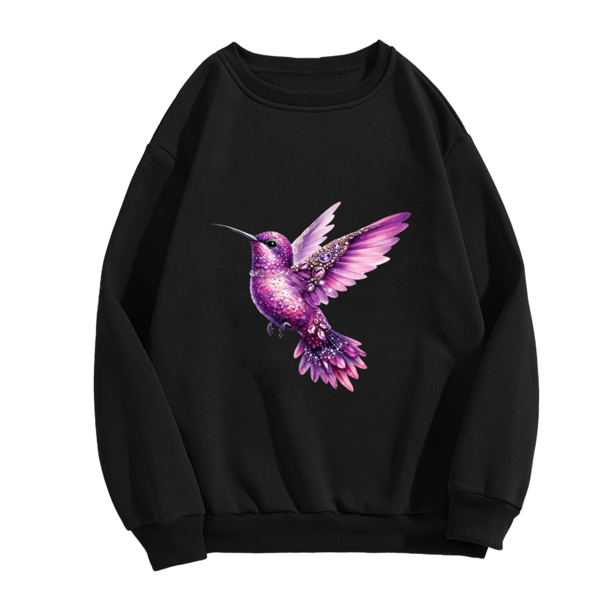 Sparkling Purple Gem Hummingbird Art Crewneck Sweatshirt
