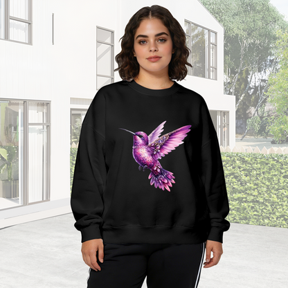 Sparkling Purple Gem Hummingbird Art Crewneck Sweatshirt