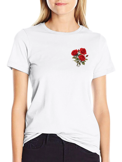 Mens Black T-Shirt with Rose Bouquet Design