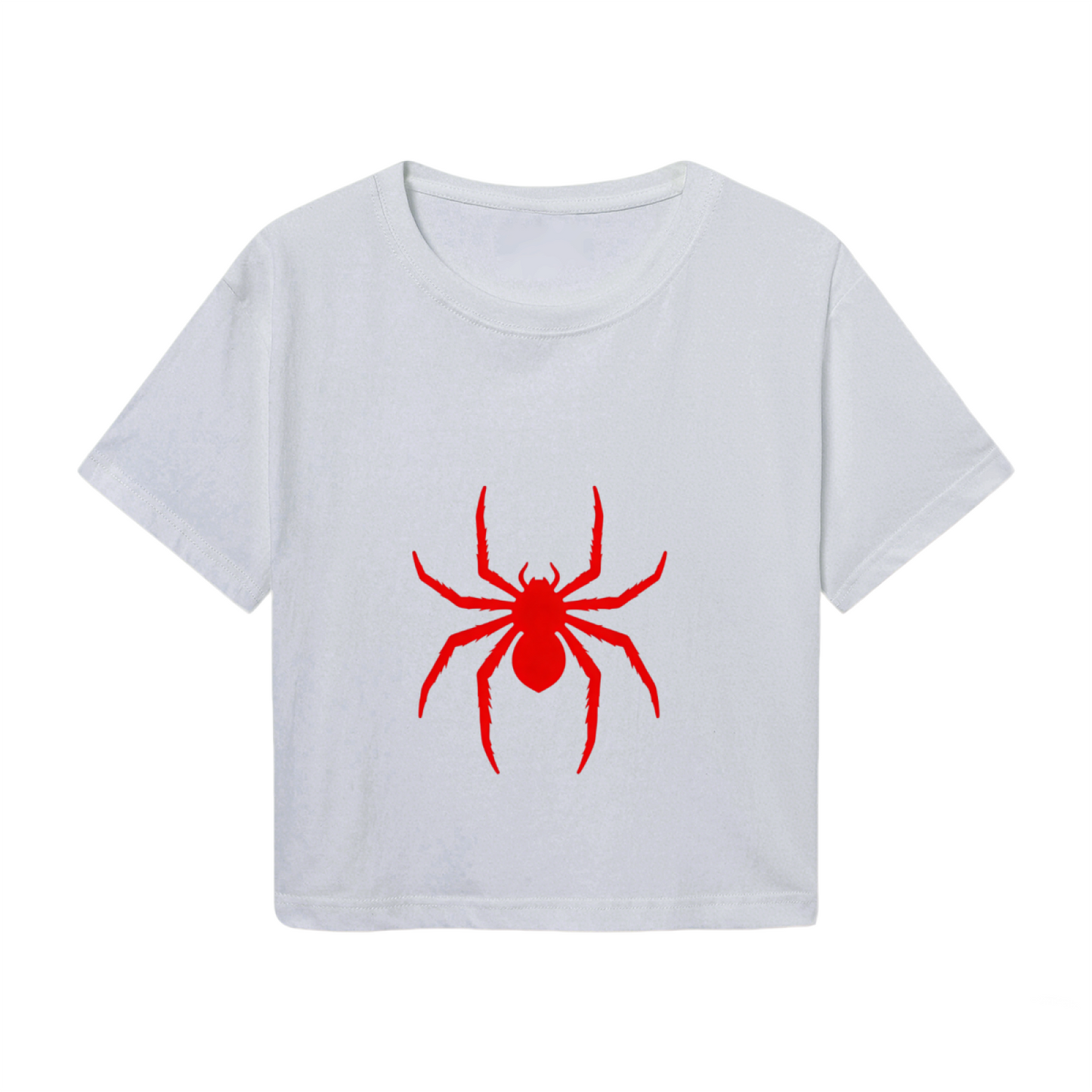 Bold Red Spider Silhouette Grey Crop Top ¨C Dark Grunge Streetwear Graphic Tee
