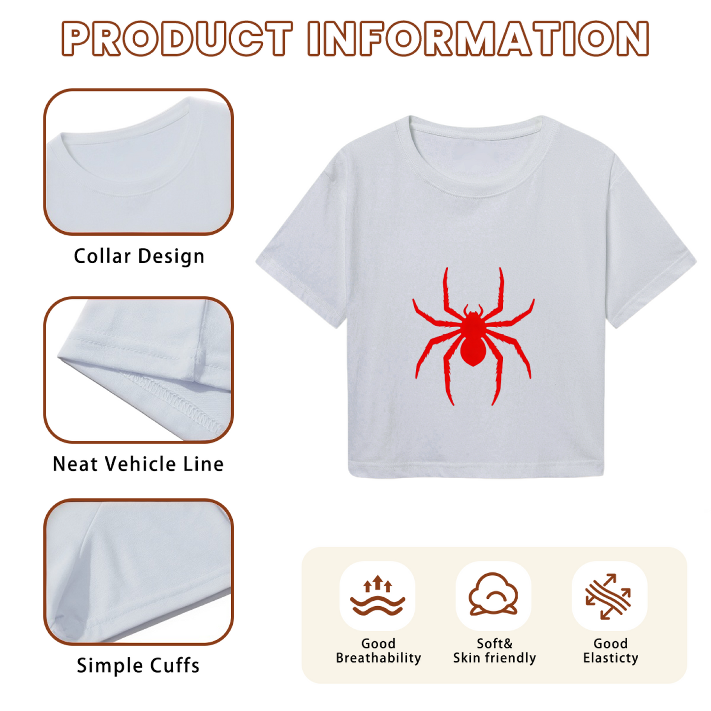 Bold Red Spider Silhouette Grey Crop Top ¨C Dark Grunge Streetwear Graphic Tee