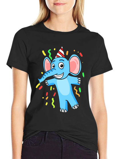 Cartoon Elephant Graphic T-Shirt - Party Animal