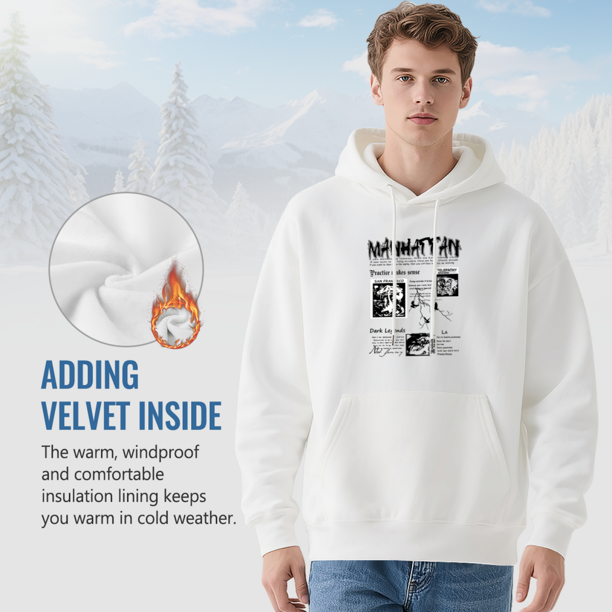 Manhattan Newspaper Collage Art Hoodie