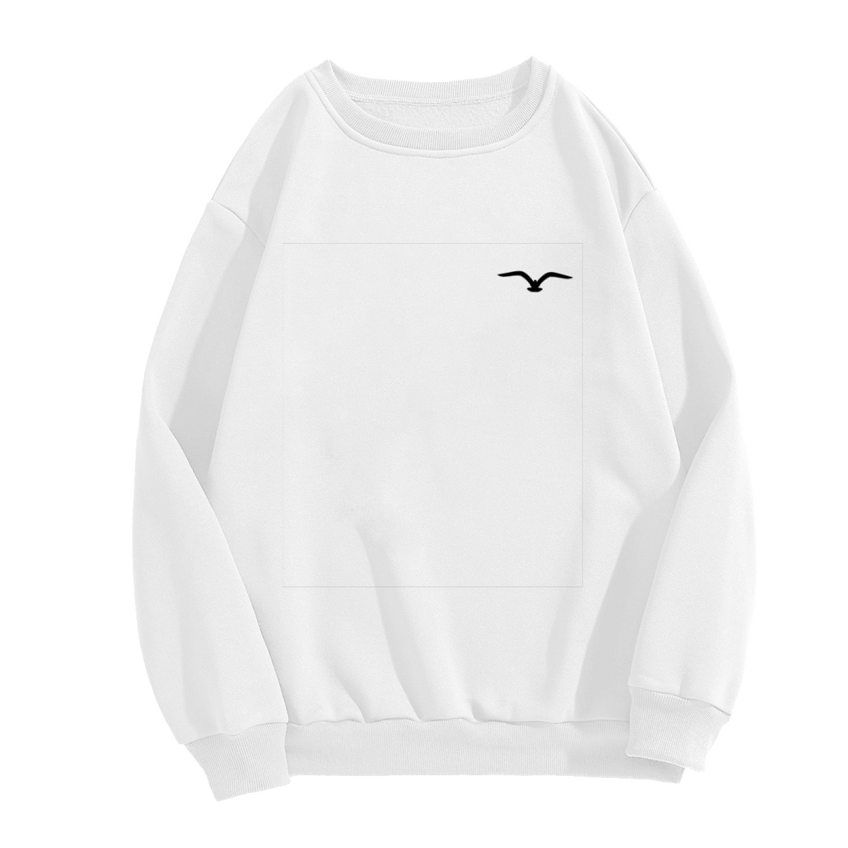 Simple Black Seagull Mini Graphic Crewneck Sweatshirt