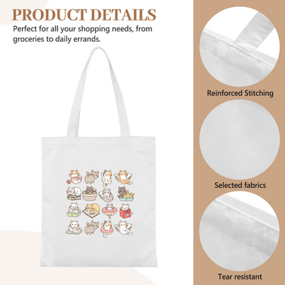Simple Botanical Line Art Canvas Bag | Nature Lover Aesthetic Everyday Handbag
