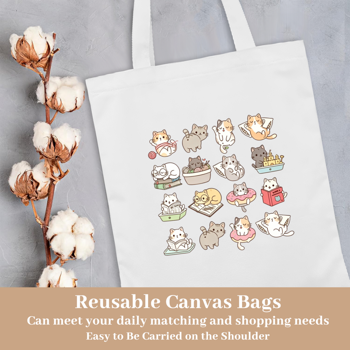 Simple Botanical Line Art Canvas Bag | Nature Lover Aesthetic Everyday Handbag