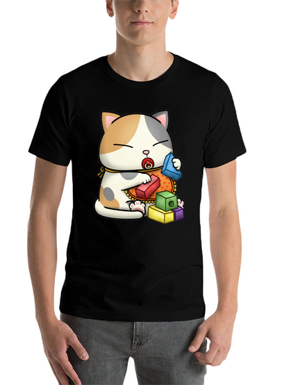 Cute Cat with Blocks Graphic Tee
