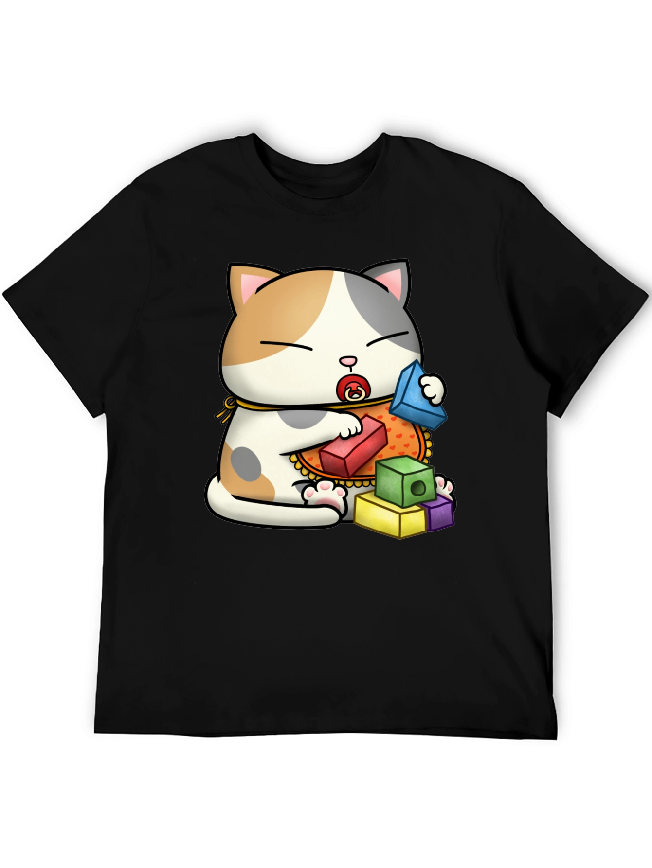 Cute Cat with Blocks Graphic Tee