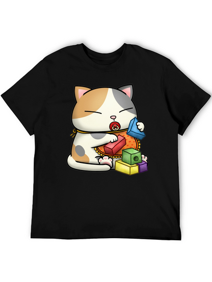 Cute Cat with Blocks Graphic Tee