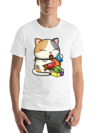 Cute Cat with Blocks Graphic Tee
