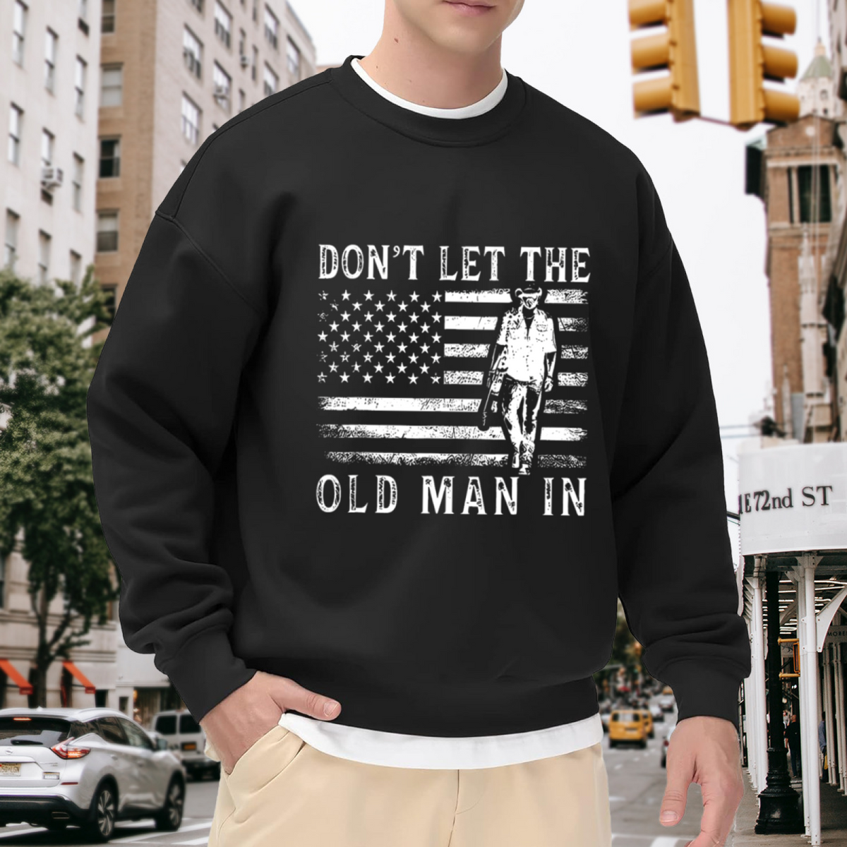 Don¡¯t Let The Old Man In Veteran American Flag Crewneck Sweatshirt