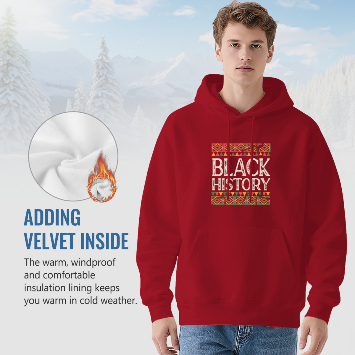 Retro African Pattern Black History Graphic Hoodie, Cozy Casual Fit