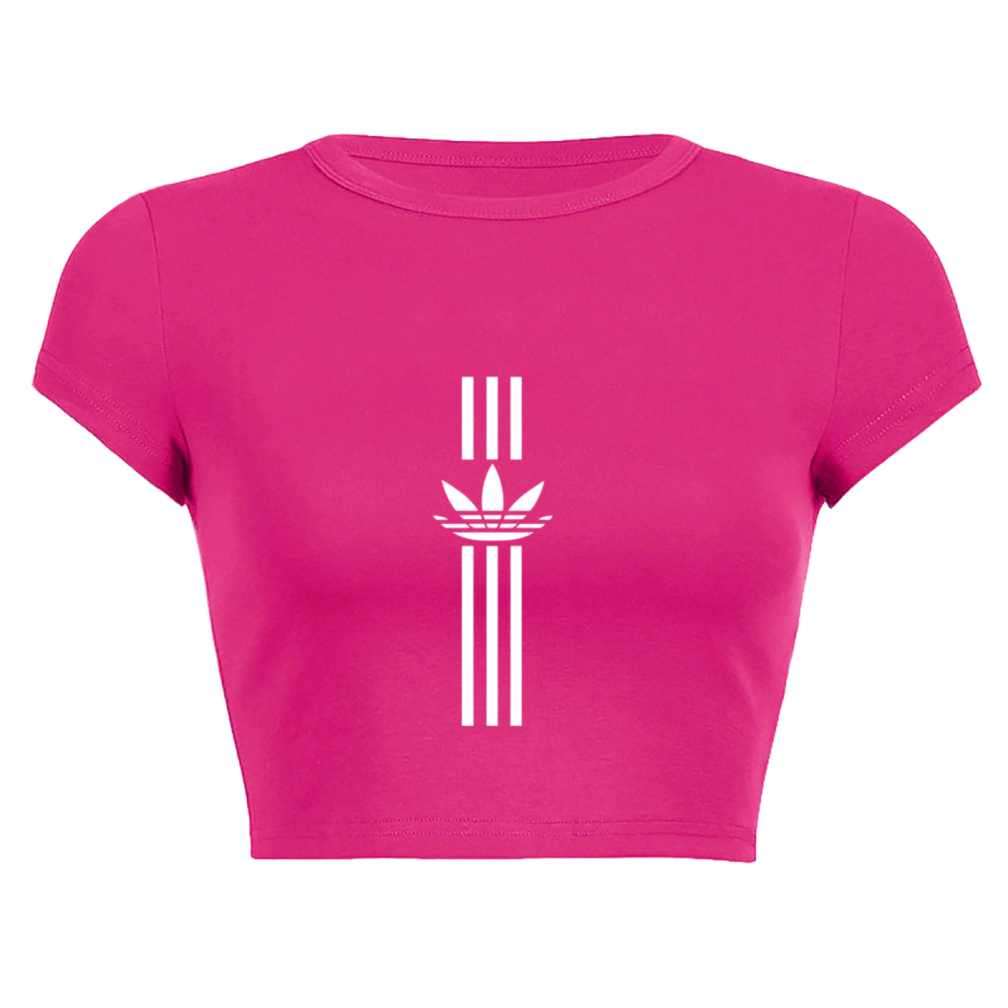 Vertical Trefoil Logo Sporty Hot Pink Crop Top