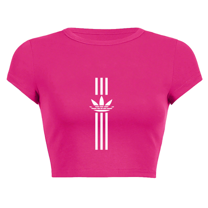 Vertical Trefoil Logo Sporty Hot Pink Crop Top