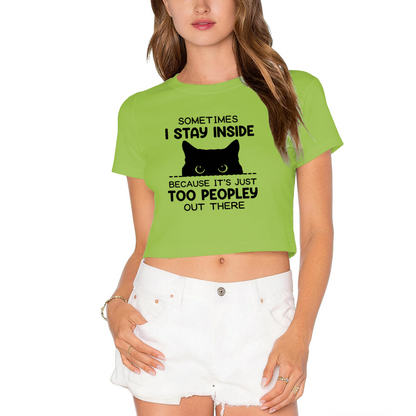 Too Peopley Introvert Cat Funny White Crop Tee