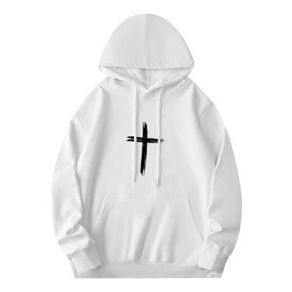 Minimal Brush?Stroke Cross Graphic Hoodie