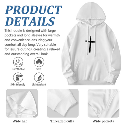 Minimal Brush?Stroke Cross Graphic Hoodie