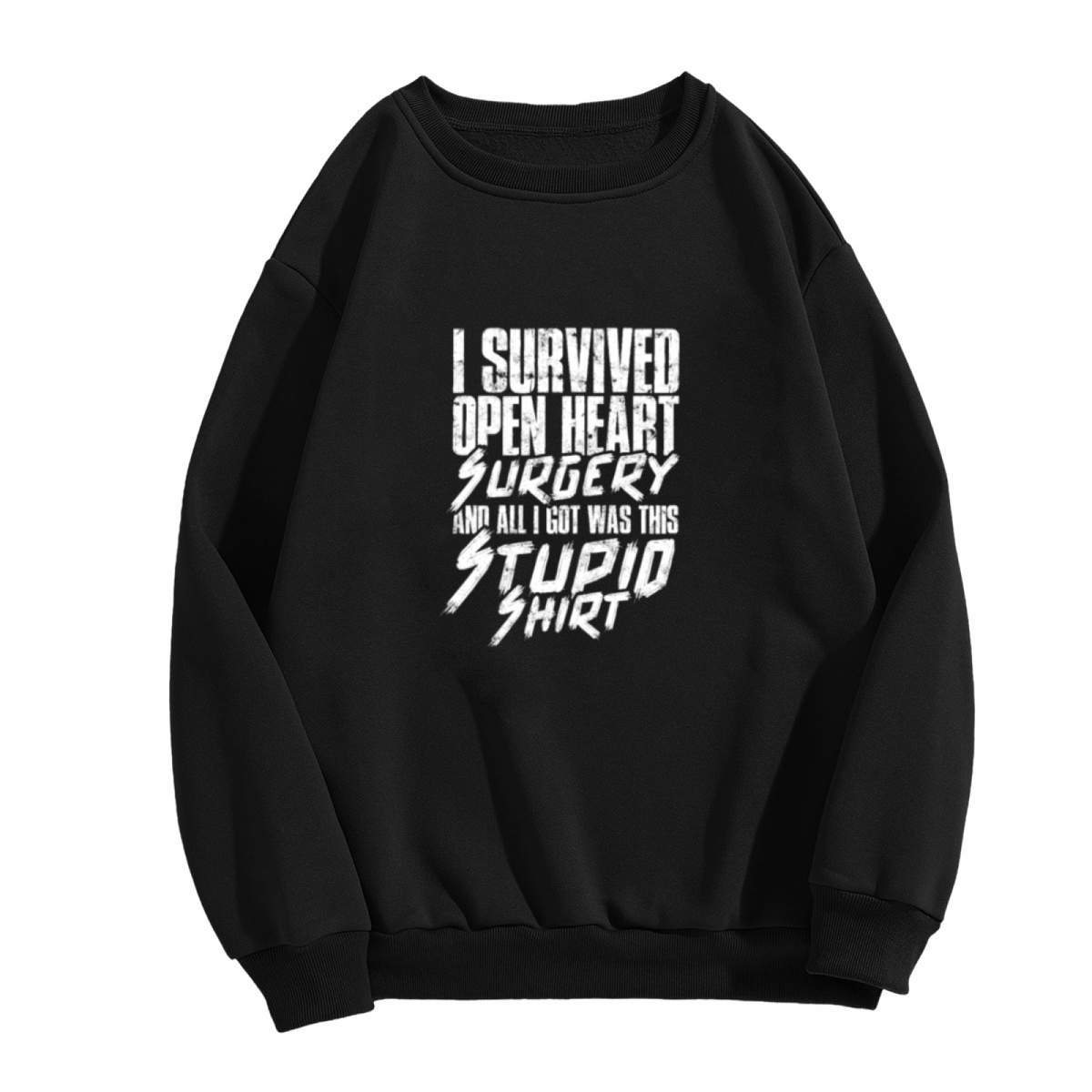 I Survived Open Heart Surgery Funny Recovery Graphic Crewneck Sweatshirt