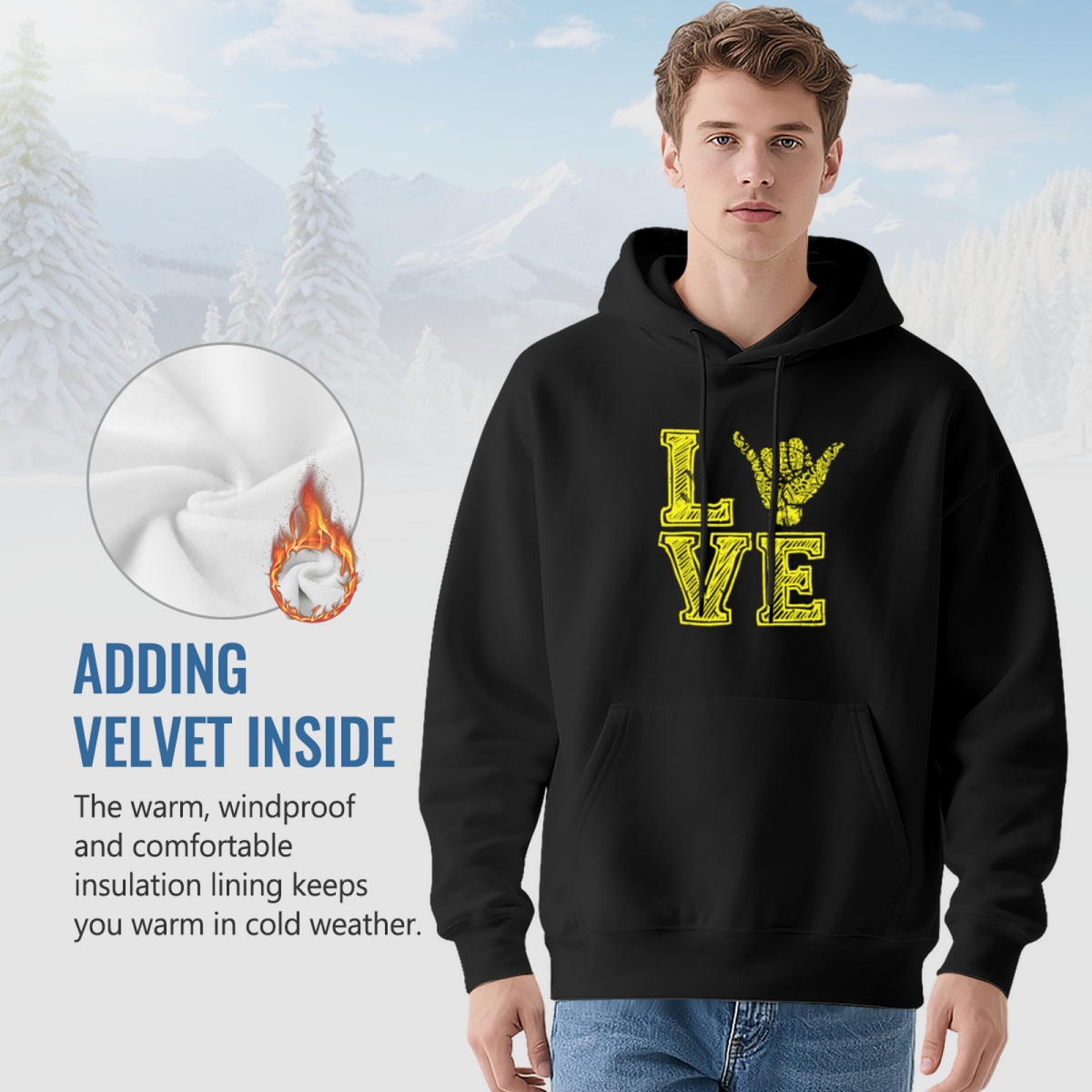 LOVE Panther Hand Sign Soft Black Hoodie, Street Comfort Wear