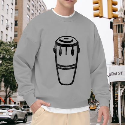 Vintage Conga Drum Percussion Music Lover Graphic Crew Neck Sweatshirt