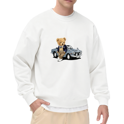 Vintage Gentle Teddy & Classic Retro Car Graphic Crewneck