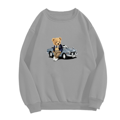 Vintage Gentle Teddy & Classic Retro Car Graphic Crewneck