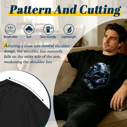 Men's Vintage Skull Motorcycle Biker Retro Graphic T-Shirt
