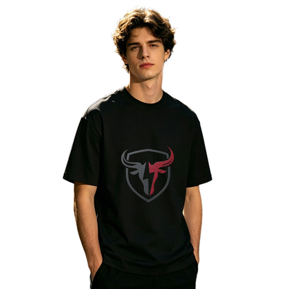 Men's Split Bull Head Shield Sport Retro Logo Graphic Tee