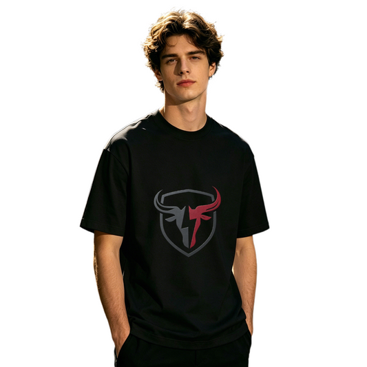 Men's Split Bull Head Shield Sport Retro Logo Graphic Tee