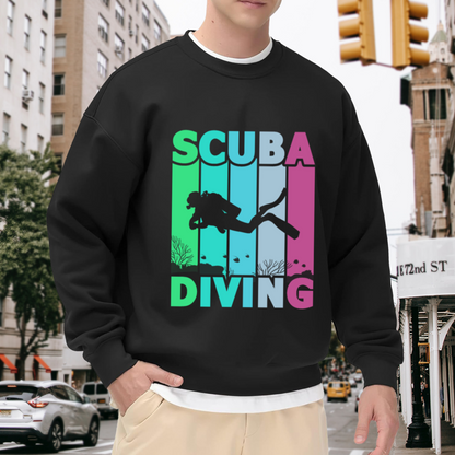Retro Color Scuba Diving Ocean Sports Crewneck Sweatshirt