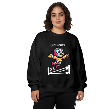 Lil' Luchas Cute Mexican Wrestler Cartoon Crewneck Sweatshirt