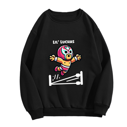 Lil' Luchas Cute Mexican Wrestler Cartoon Crewneck Sweatshirt