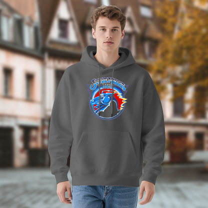 Vintage Rock Band Horse Logo Hoodie, Men Stylish Cozy Long Sleeve Hooded Top
