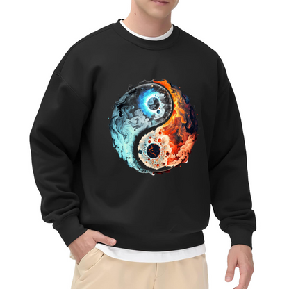 Fire & Ice Cosmic Yin Yang Oriental Art Crewneck Sweatshirt