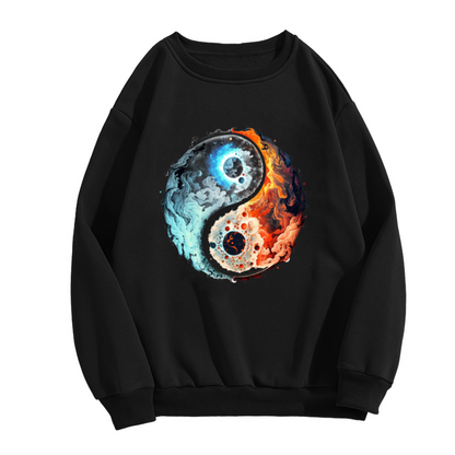 Fire & Ice Cosmic Yin Yang Oriental Art Crewneck Sweatshirt