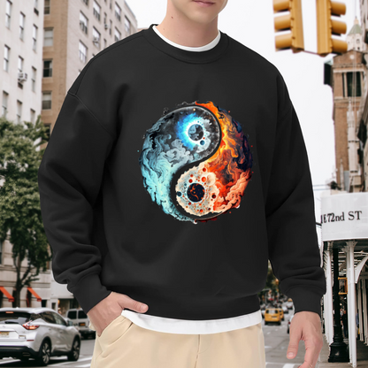 Fire & Ice Cosmic Yin Yang Oriental Art Crewneck Sweatshirt