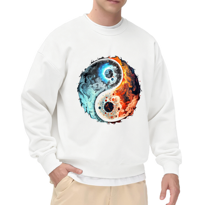 Fire & Ice Cosmic Yin Yang Oriental Art Crewneck Sweatshirt