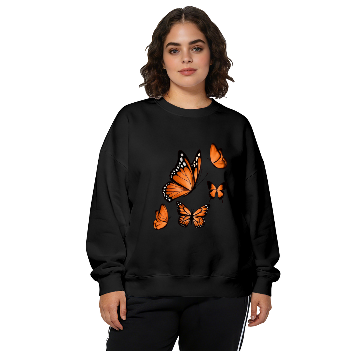 Vibrant Orange Butterfly Aesthetic Crewneck Sweatshirt