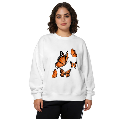 Vibrant Orange Butterfly Aesthetic Crewneck Sweatshirt