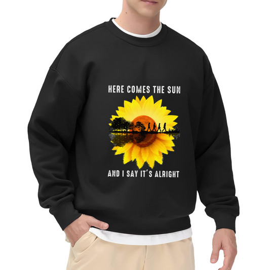Here Comes The Sun Sunflower Beatles Music Fan Crew Neck Sweatshirt