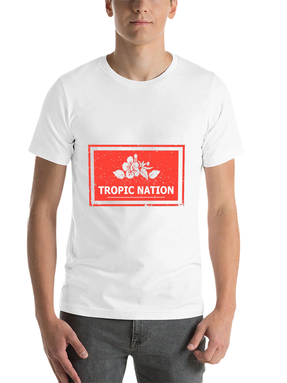 Tropic Nation Black T-Shirt with Floral Design