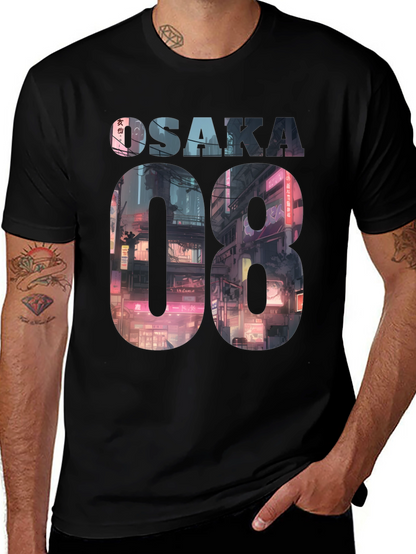 Osaka 08 Cityscape Graphic Tee - Black
