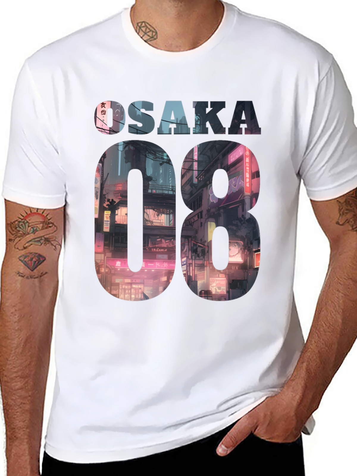 Osaka 08 Cityscape Graphic Tee - Black